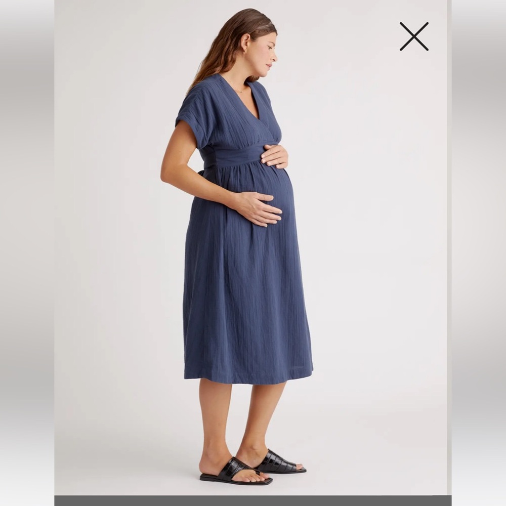 Organic Cotton Gauze Maternity Midi Dress